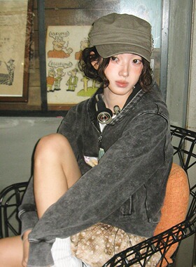 美式复古辣妹平顶帽女潮酷鸭舌帽