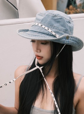 登山户外牛仔帽渔夫帽女日系复古