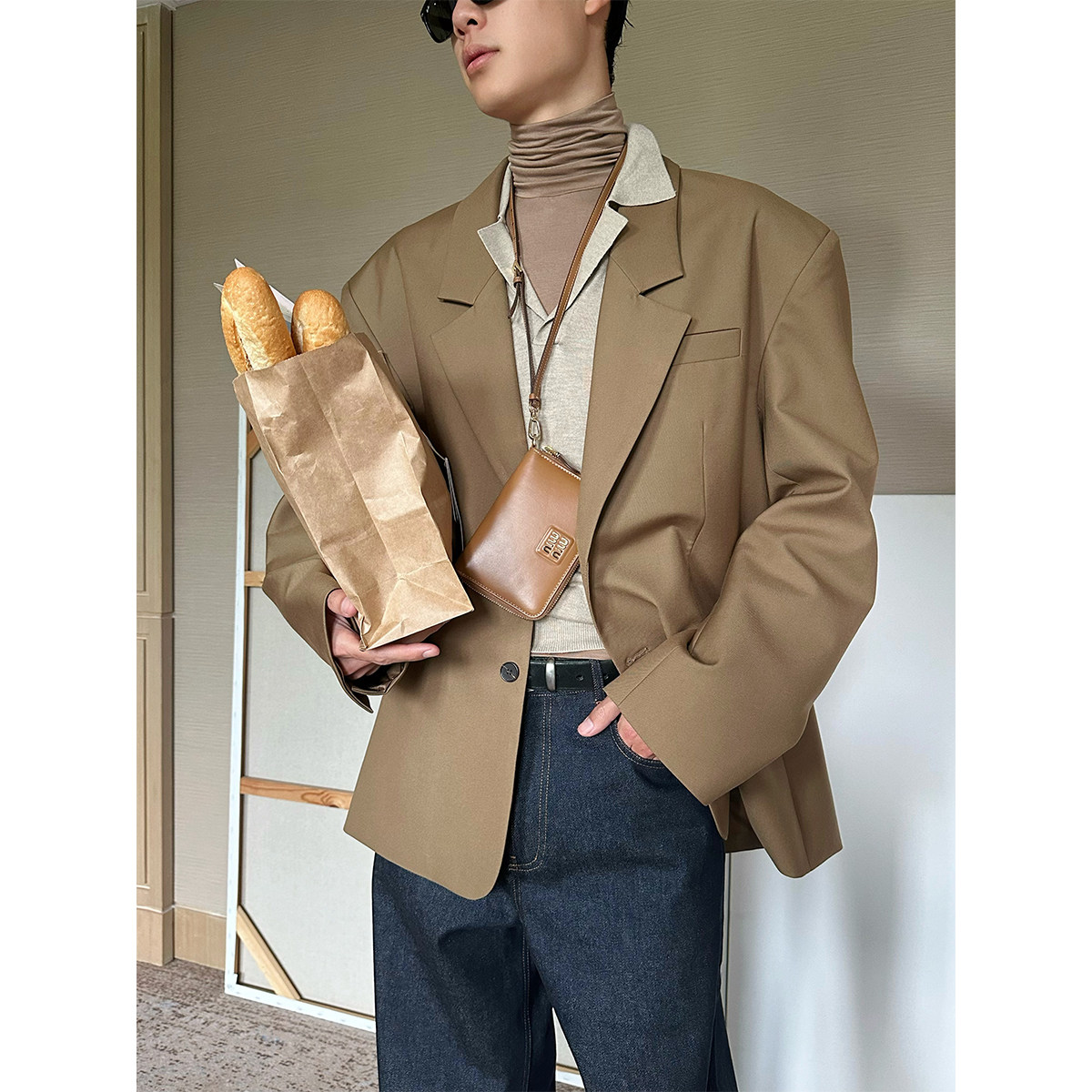 TRENDYWU 法式静奢“琥珀”挺括垫肩宽松抗皱休闲OV西服外套,淘宝优惠券,粉丝福利购,淘宝优惠卷