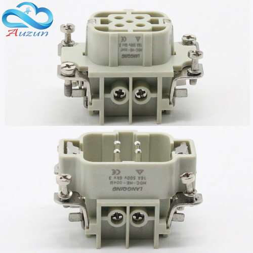 HDC-HE-004矩形重载连接器4芯工业防水航空插头插座16A螺丝接线 - 图3
