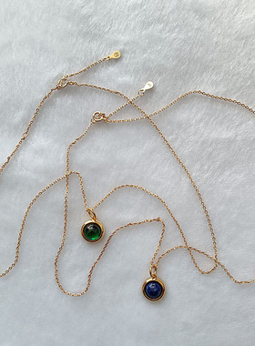 天然青金石吊坠S925银项链镀黄金