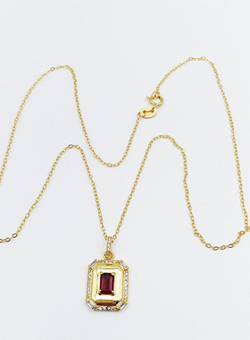 天然石榴石S925银十字链女方糖