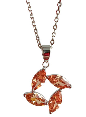 铜镀白金项链水晶彩宝四叶草吊坠