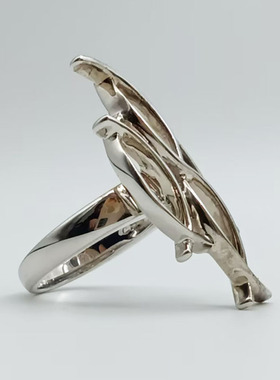 藤蔓吊坠戒指套装怀旧铜镀白金链