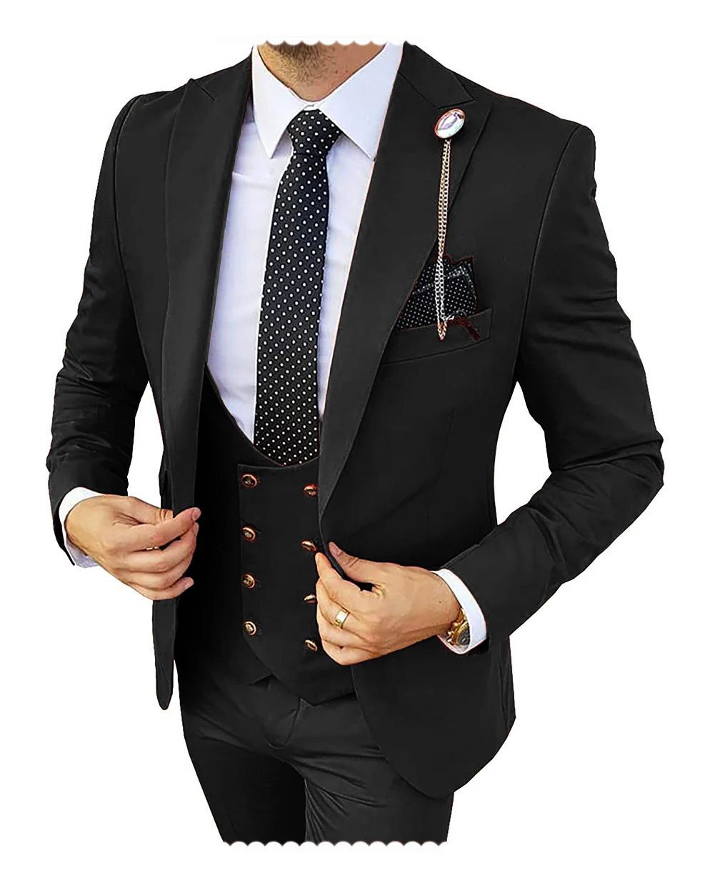 Formal Men 3 Piece Wedding Suit Groom Tuxedo Slim Fit Busine - 图0