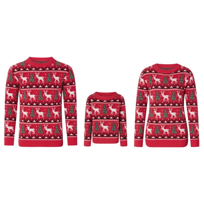 Matching Family Christmas jersey Sweaters Snowflakes Knitted - 图0