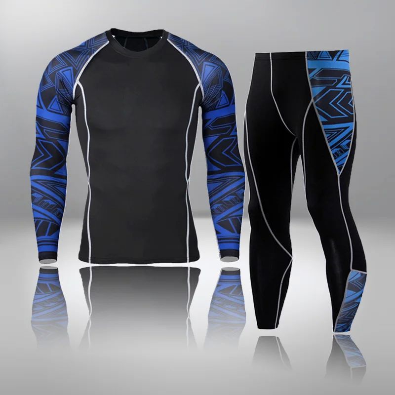 New Men's Thermal Underwear Sets Compression Sport Suit Swea - 图3