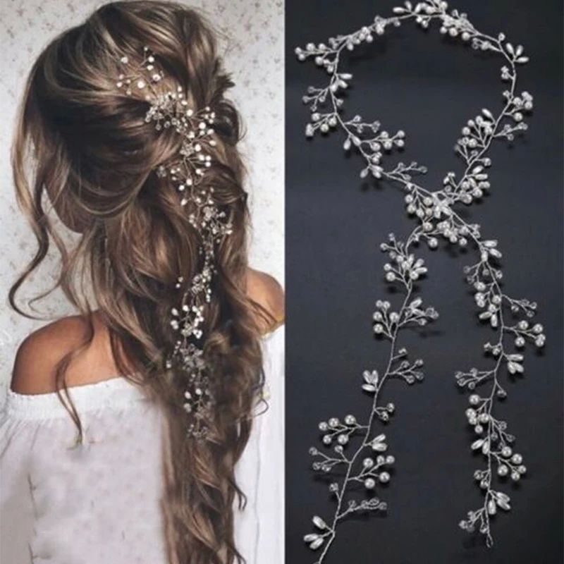 Crystal Pearl hairpin Hair Vine Tiaras Head piece Hair Comb - 图1