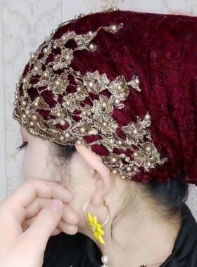 回族女头巾秋冬帽子包头巾妈妈款