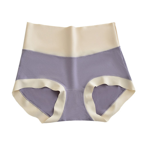 日系撞色拼接高腰收腹无痕内裤女夏季薄款莫代尔亲肤包臀三角裤头 - 图3