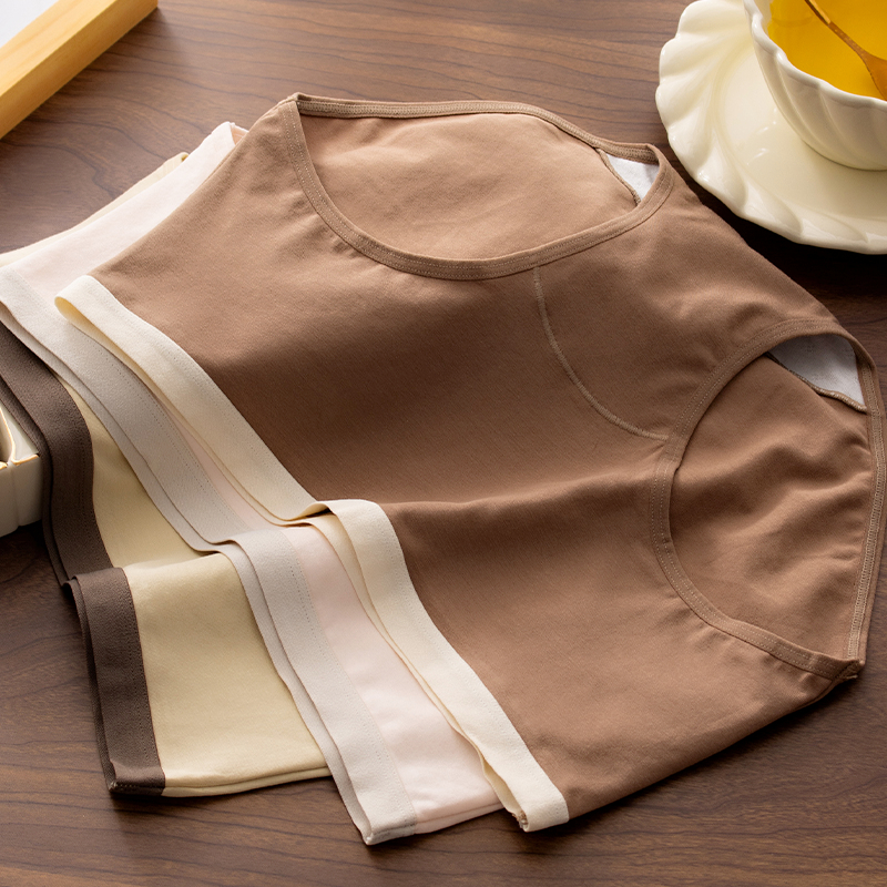 纯色简约7A级抑菌纯棉内裤女中腰包臀舒适柔软透气新疆棉三角裤头 - 图0