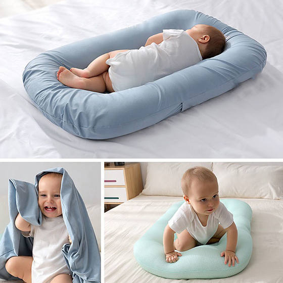 Newborn crib mid-bed bionic uterus safe portable floor-standing wake-up anti-jump artifact removable and washable baby bed