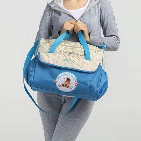 Cartoon five-piece set of multifunctional mommy bag, large capacity mommy bag, baby travel portable crossbody mother and baby bag