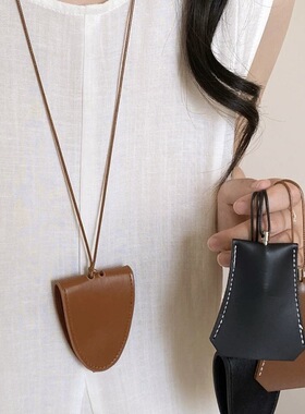 长款挂脖按扣皮革墨镜挂绳项链女户外便携眼镜夹收纳毛衣链配饰品