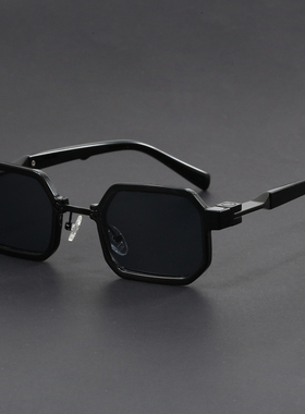 防晒墨镜多边形小框平光镜男女凹造型文艺可配近视眼镜欧美太阳镜