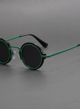日系手工匠造级小圆形墨镜脸小福音遮阳防晒护眼防紫外线男女百搭