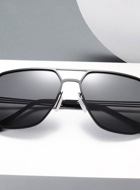 新款偏光太阳镜金属双梁uv400遮阳防晒眼镜专业复古骑行驾驶墨镜