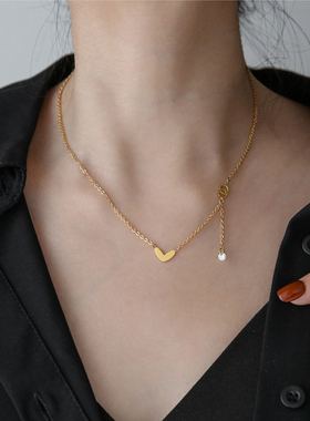 长项链女mm爱心流苏水晶欧美街头