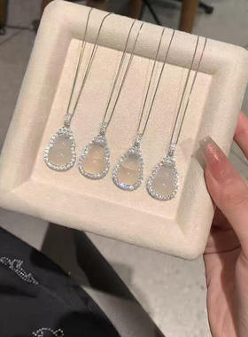 天然白玉髓葫芦足银999项链女