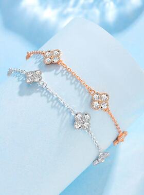 四叶草手链女生轻奢纯银手饰