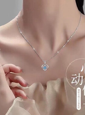 纯银跳动的心项链防过敏七夕礼物
