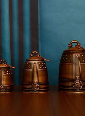 纯黄铜六字真言铜钟大号平安钟挂饰铜铃铛警钟上市钟挂件铜钟摆件