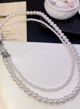 双层施家珍珠项链女2025新款爆款轻奢小众高级感颈链毛衣链不掉皮