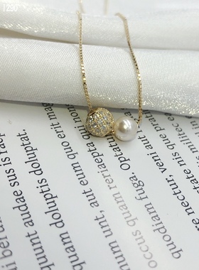 古丽古丽珍珠锆石纯银项链女时尚小众高级感韩版简约百搭锁骨链