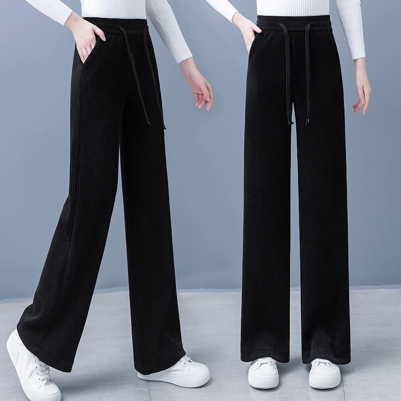 清仓捡漏～窄版雪尼尔阔腿裤女春秋冬季加绒女裤子高腰垂感直筒裤,淘宝优惠券,粉丝福利购,淘宝优惠卷