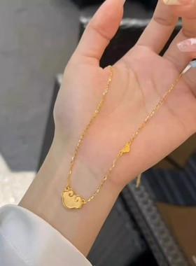 金色祥云如意锁项链女