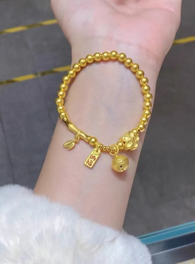 新中式古法黄金铃铛招财手链