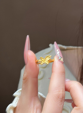 新款仿真黄金色独角兽戒指女