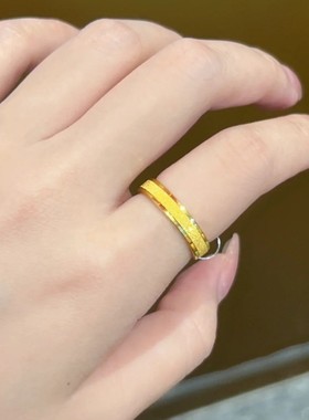 黄金色5G沙金仿999满天星戒指