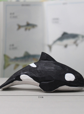 木雕动物摆件鲸鱼鲨鱼系列儿童房桌面家居装饰客厅摆件生日礼物