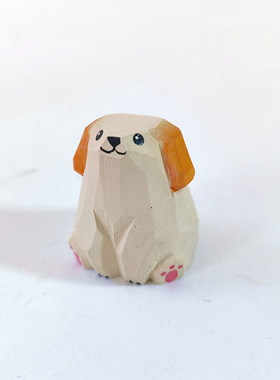可爱小狗卡通木雕摆件
