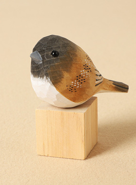 手工木雕小鸟可爱摆件生日礼物