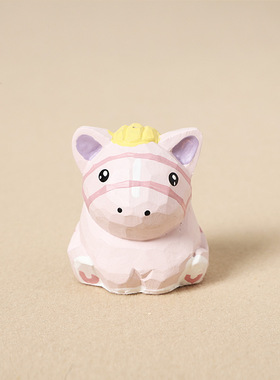 手工木雕汗血宝马卡通治愈摆件