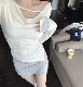 JAMAIS VU Clearance Swing Collar Style Korean niche Design Strap Waist Pleated Long Sleeve Top
