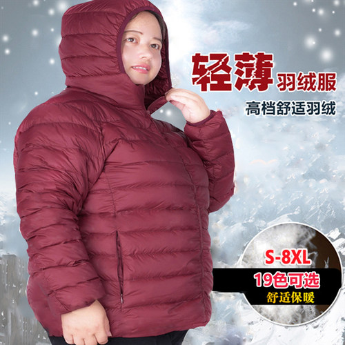 中老年人轻薄款羽绒服女加肥加大码超轻便胖妈妈装短款外套200斤 - 图1