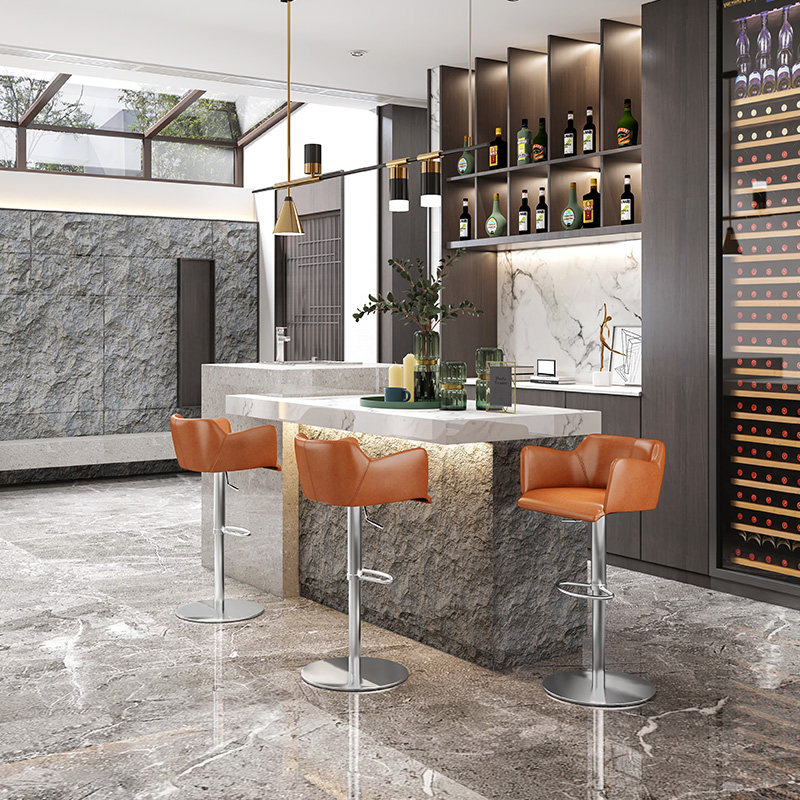 HEDUEN不锈钢吧椅吧凳现代厨房可升降旋转酒吧椅子扶手吧台椅H718,淘宝优惠券,粉丝福利购,淘宝优惠卷