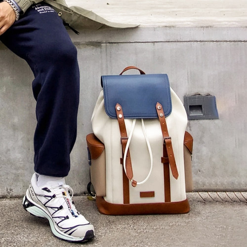 大容量旅行背包通勤男款皮质美式复古电脑书包高级感男士双肩包女 - 图1