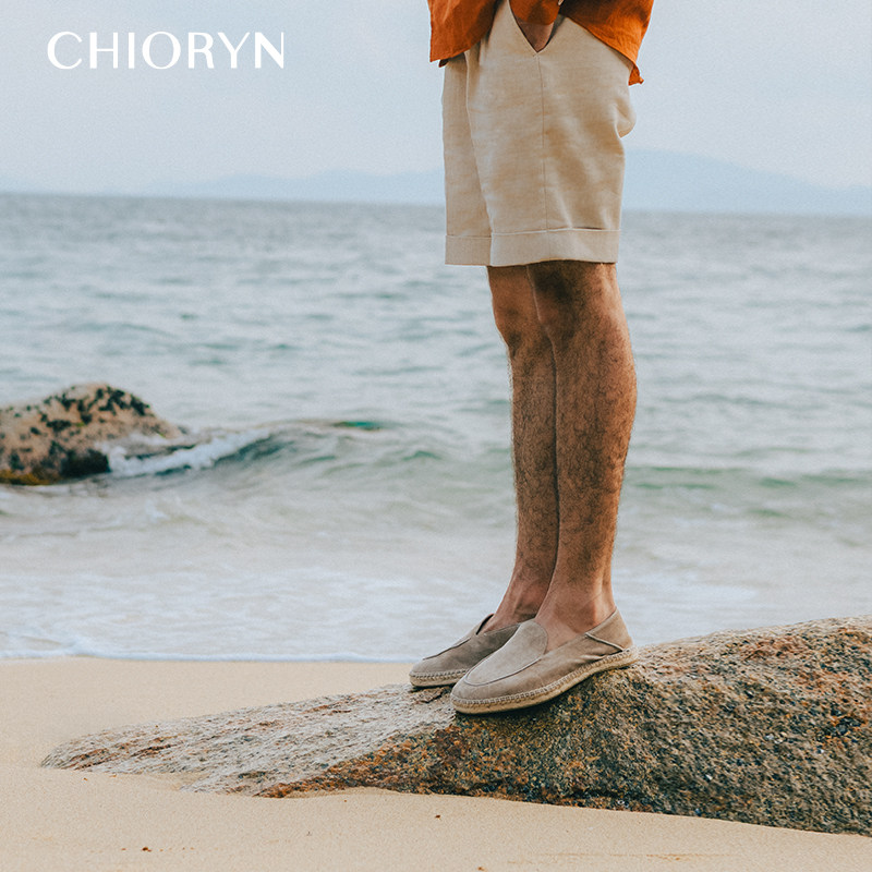 【翻毛小羊皮】chioryn青润渔夫鞋男透气一脚蹬乐福鞋软底豆豆鞋