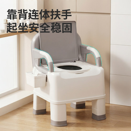 老人移动马桶室内床边坐便器孕妇免蹲坐便椅卧室防臭老人坐便器 - 图0