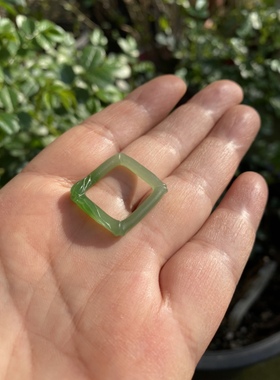 CC新款扳指其他和田玉碧玉竹叶方型戒指男女指环吊坠挂件项链小众