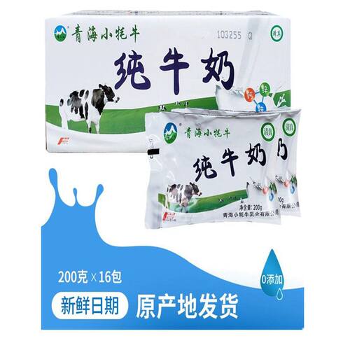 青海牛奶小牦牛纯牛奶全脂早餐奶青海网红牛奶特产 200g*16袋包邮 - 图0
