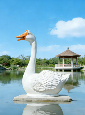 天鹅造型户外玻璃钢雕塑小区公园水池爱心鹅婚礼庆典造景美陈摆件