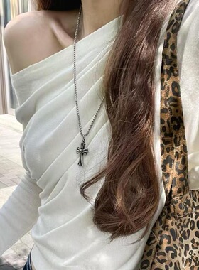 Willa｜银色十字架设计项链欧美新款长款ins毛衣高级卫衣链配饰