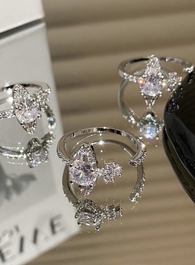 开口可调节闪钻星球戒指ins