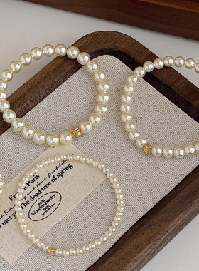 Willa｜正圆玻璃珍珠手链精致百搭k金时尚轻奢同款小众设计弹力绳