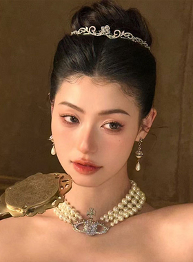 太后家土星三层珍珠锁骨链